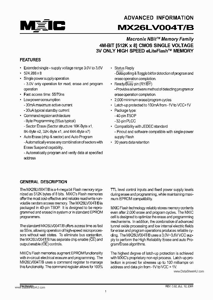 MX26LV004B_1245243.PDF Datasheet