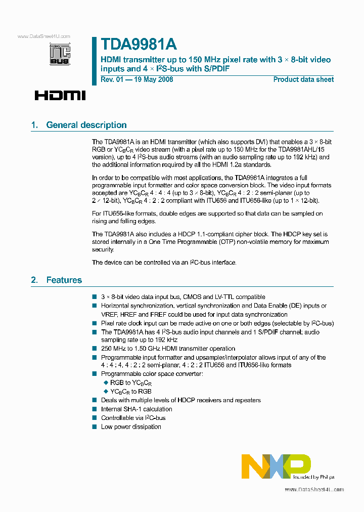 TDA9981A_1255258.PDF Datasheet