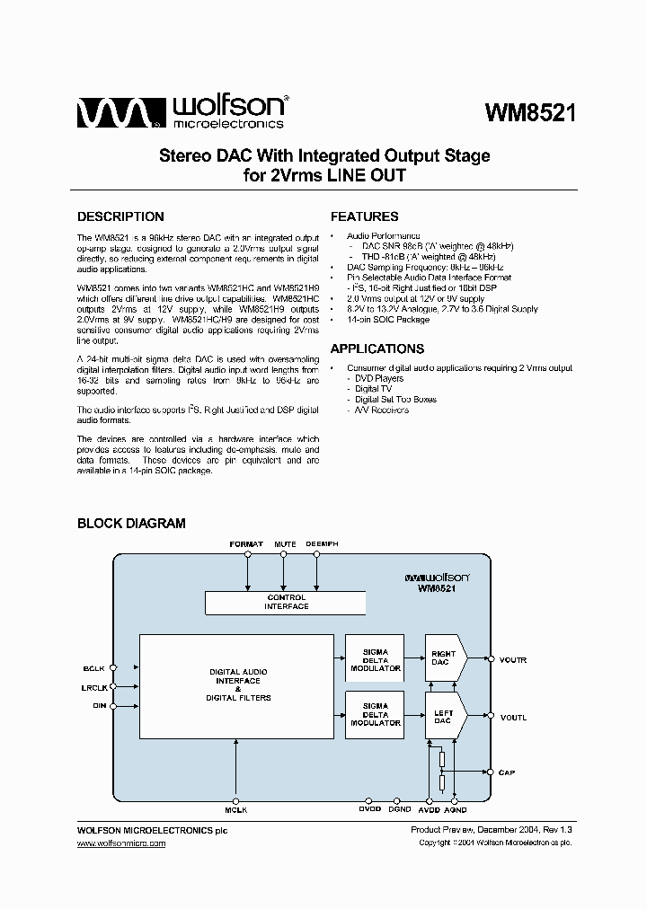 WM8521HCGEDV_815235.PDF Datasheet