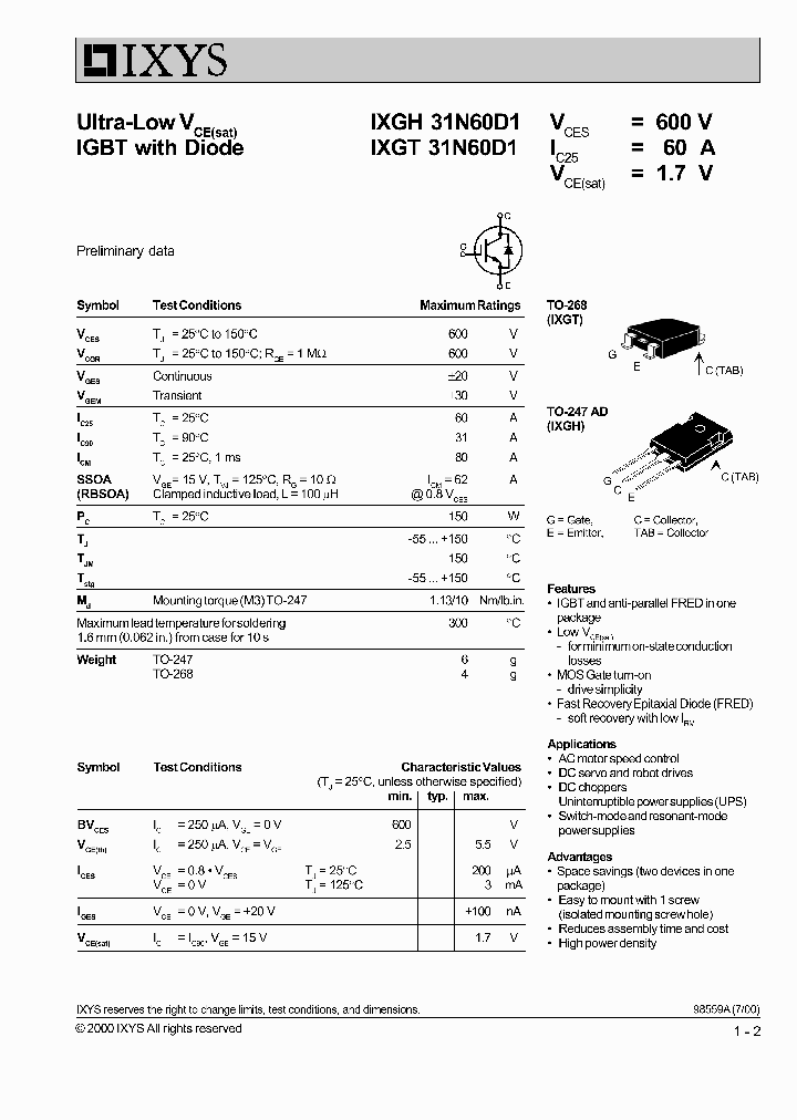 IXGT31N60D1_1399682.PDF Datasheet