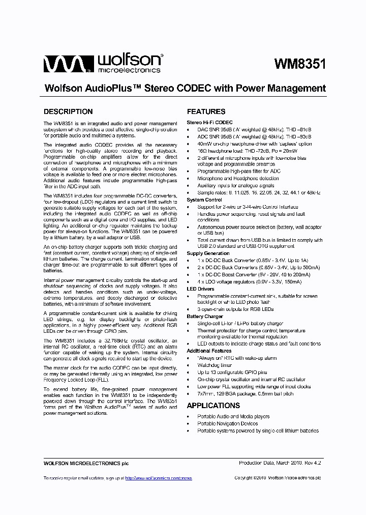 WM8351GEBV_820095.PDF Datasheet