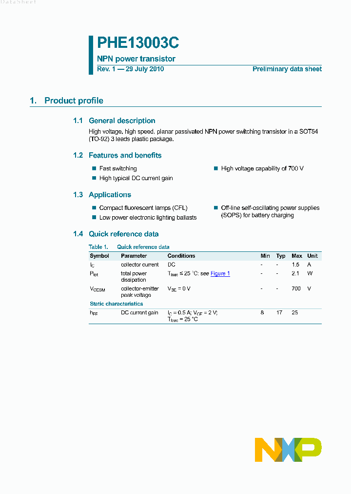 PHE13003C_1298443.PDF Datasheet