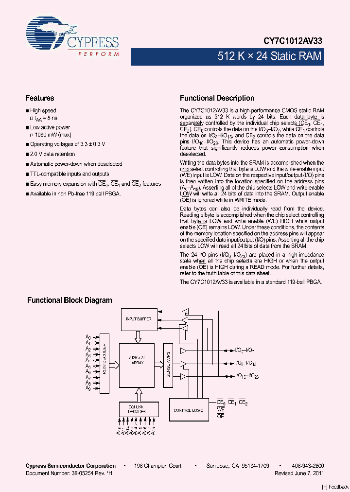 CY7C1012AV33-8BGC_1432437.PDF Datasheet