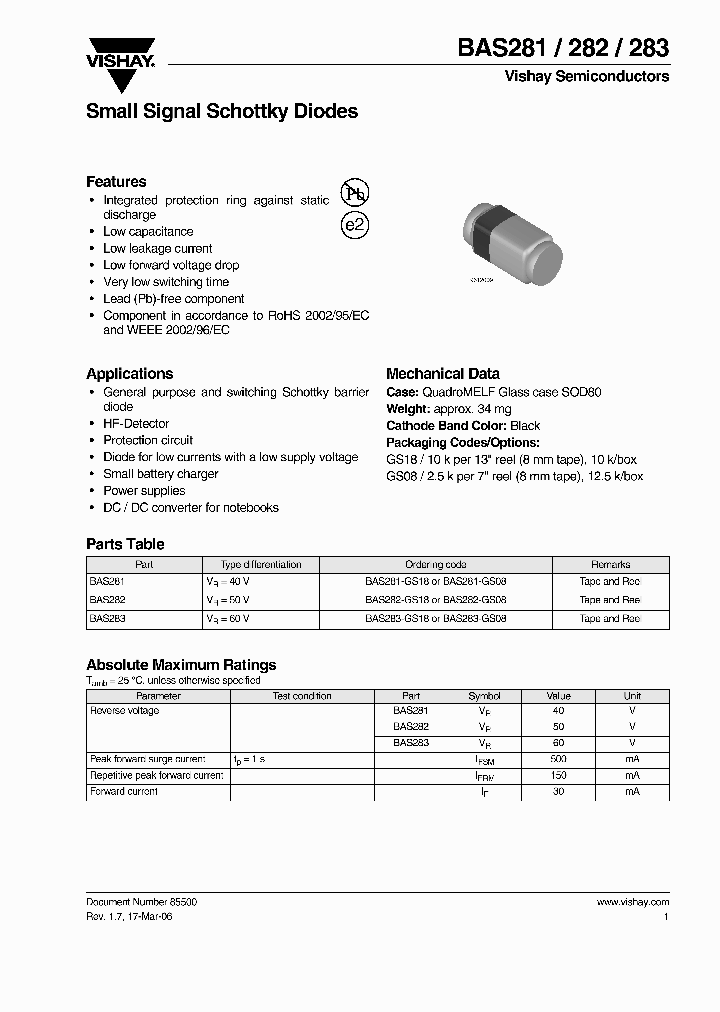 BAS283-GS08_1433305.PDF Datasheet