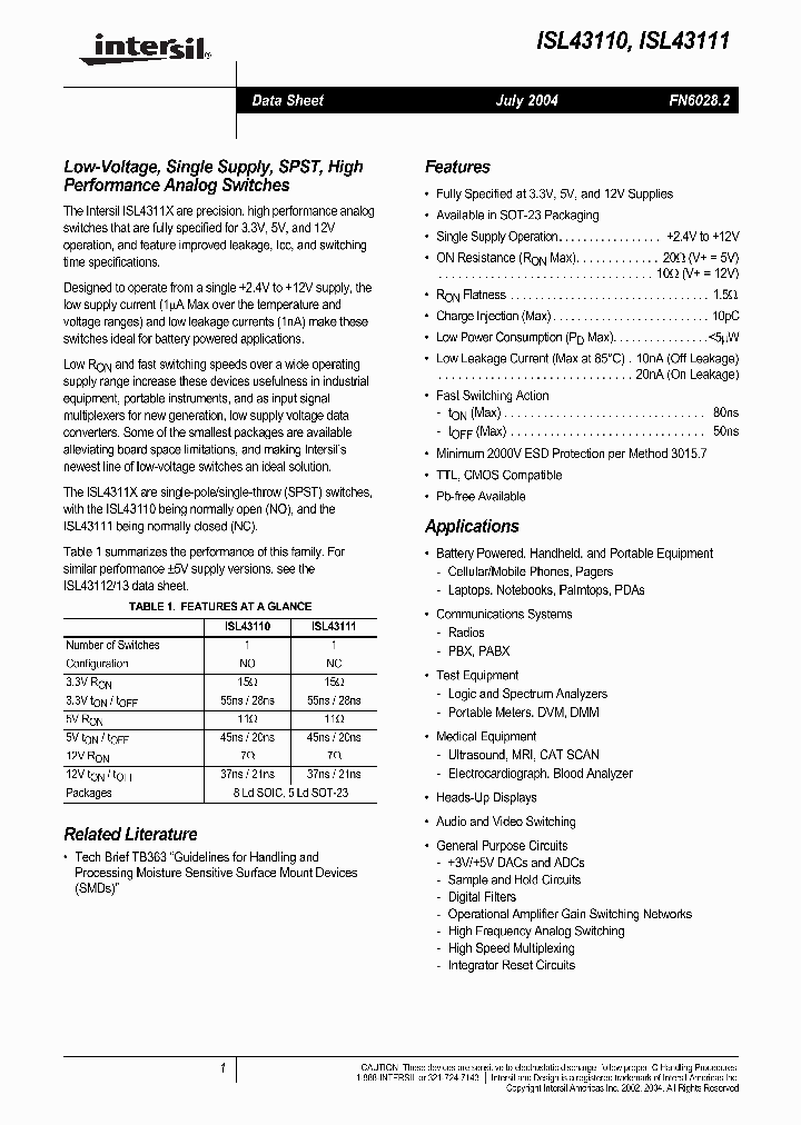 ISL43110_1446371.PDF Datasheet