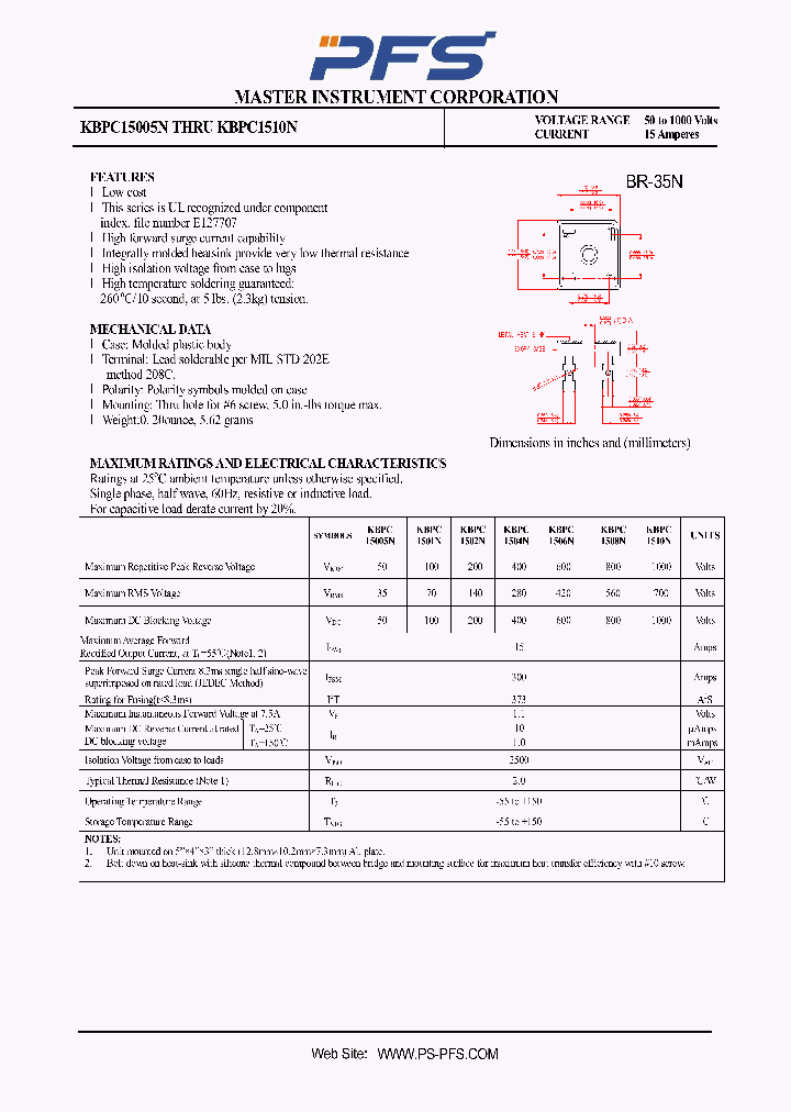 KBPC1508N_1448697.PDF Datasheet