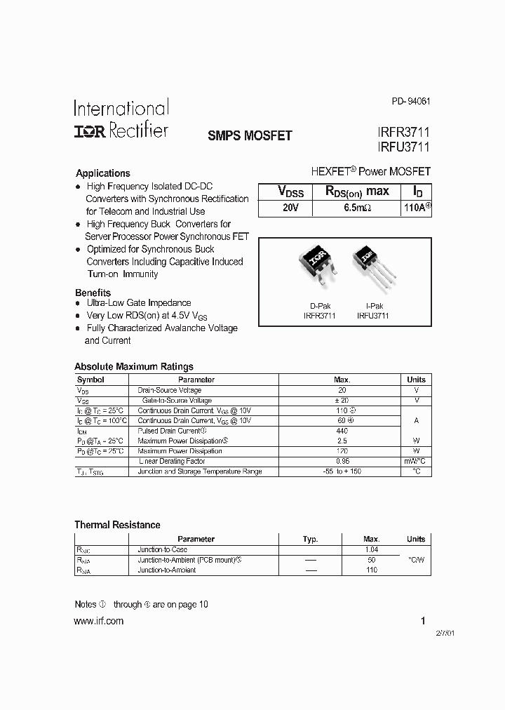 IRFR3711_1449308.PDF Datasheet
