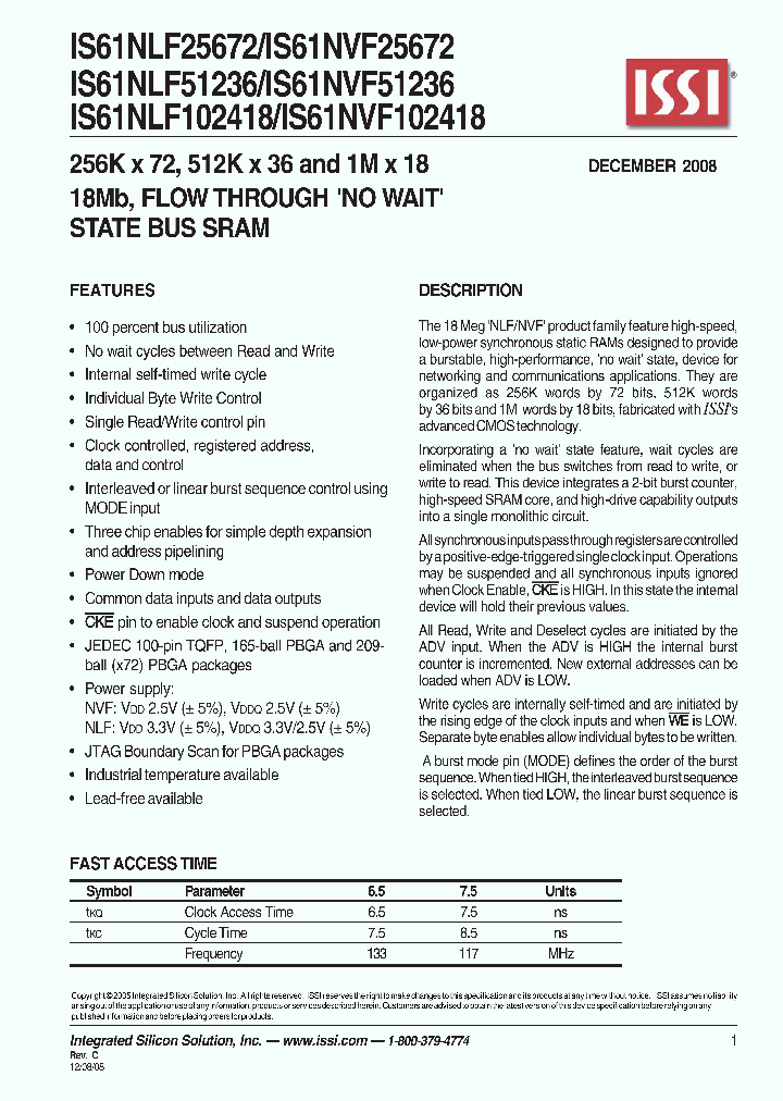 IS61NVF51236-65TQL_833871.PDF Datasheet