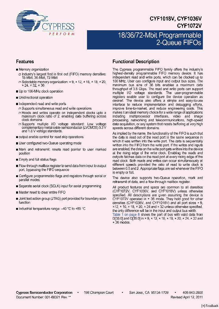 CYF1018V33L-100BGXI_1472873.PDF Datasheet