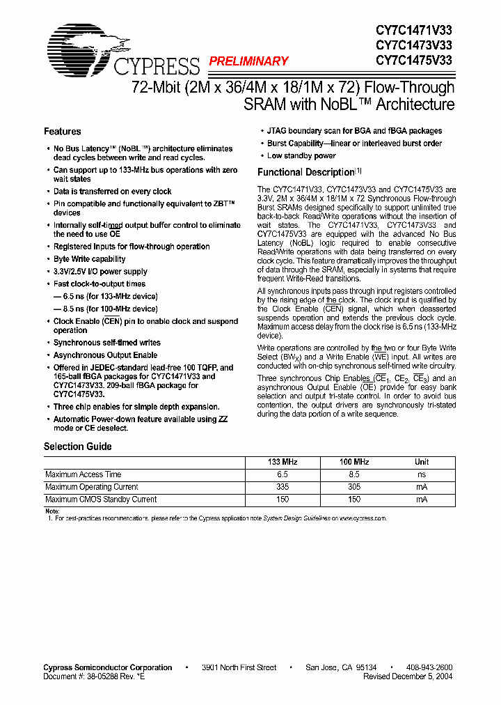 CY7C1471V33-133ACES_1485272.PDF Datasheet