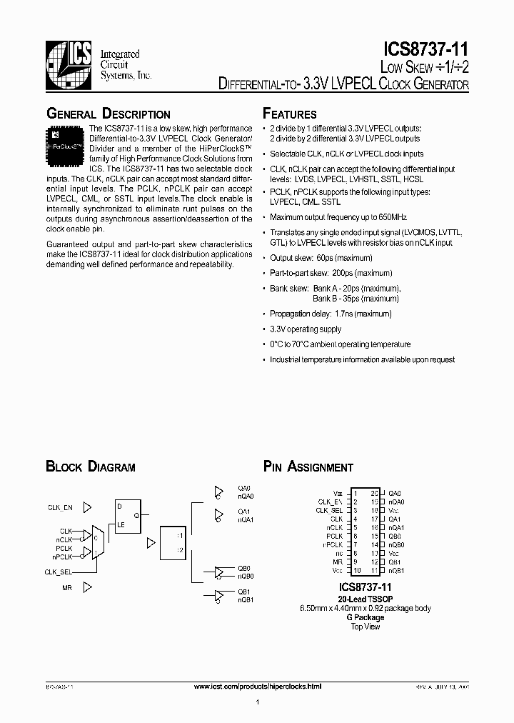 ICS8737-11_1499288.PDF Datasheet