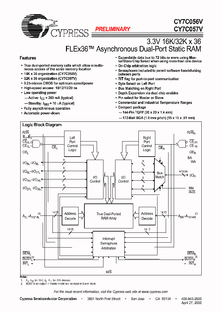 CY7C056V-10BAC_1507531.PDF Datasheet