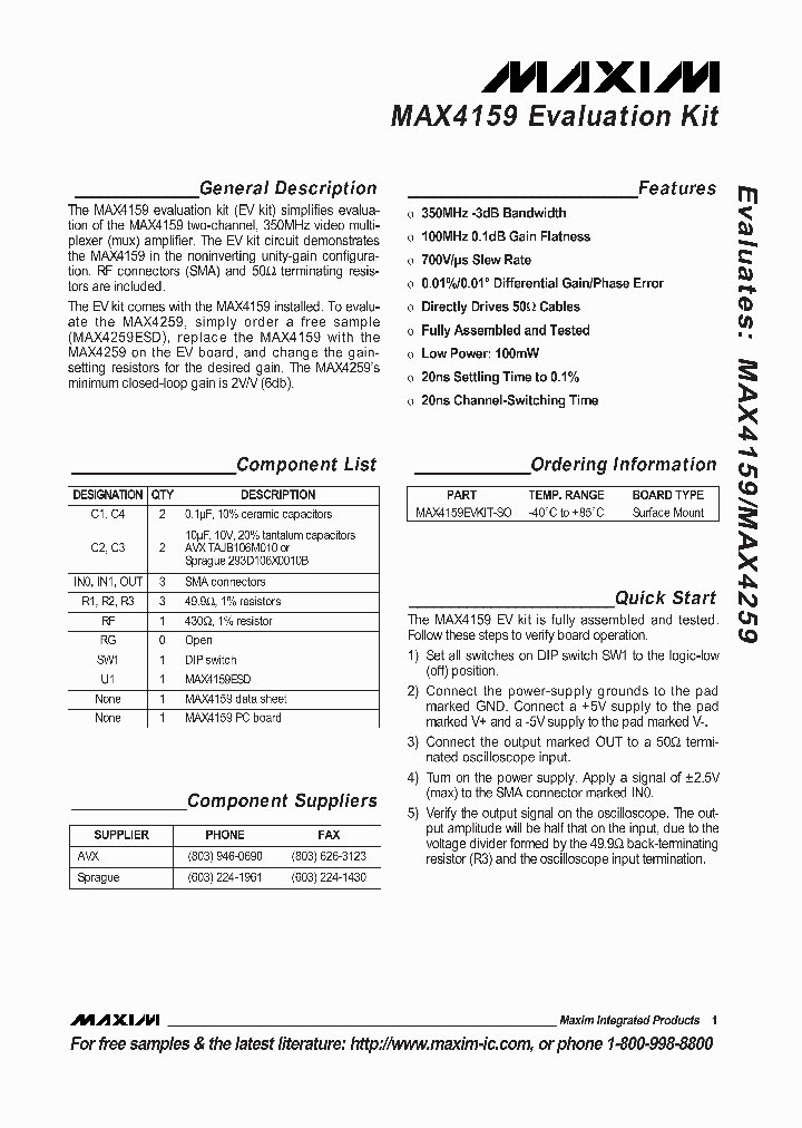 MAX4159EVKIT_1512852.PDF Datasheet