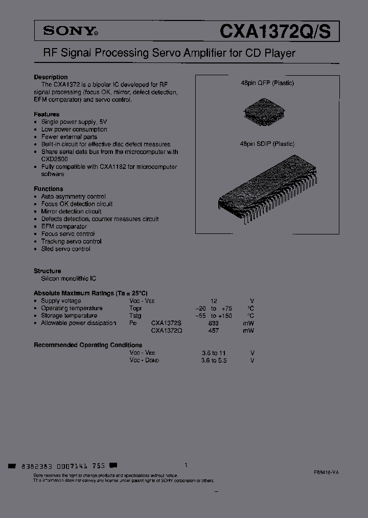 CXA1372Q_857621.PDF Datasheet