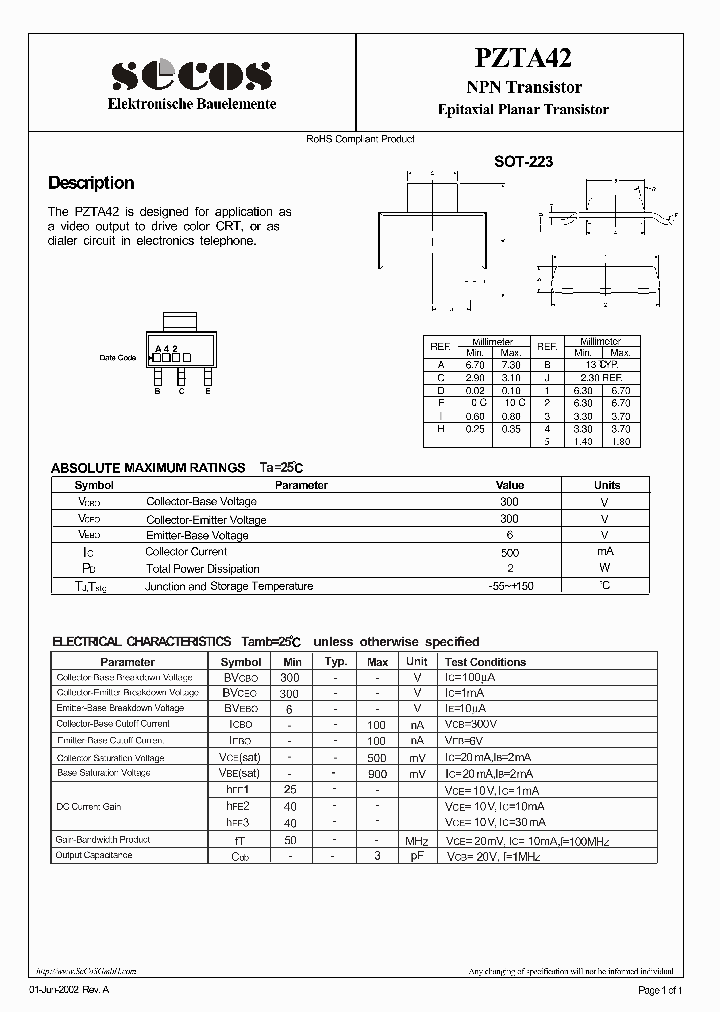 PZTA42_1525119.PDF Datasheet