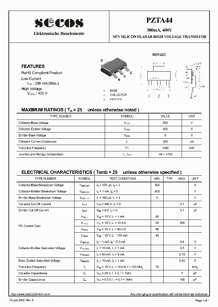 PZTA44_1525127.PDF Datasheet