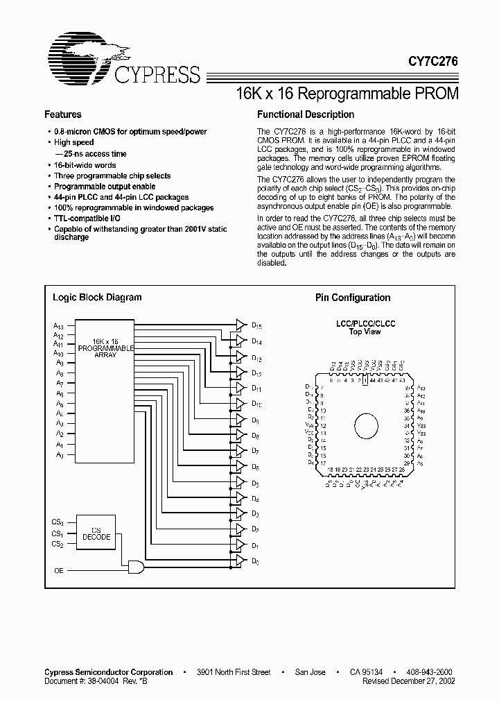 CY7C276-30JI_1529710.PDF Datasheet
