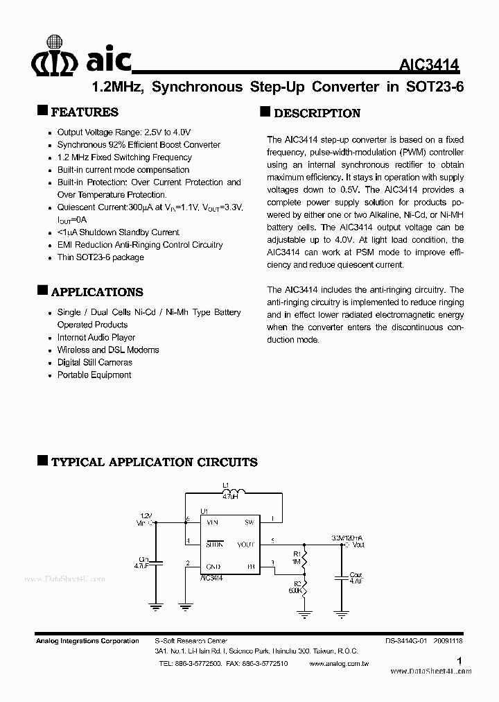 AIC3414_1539825.PDF Datasheet
