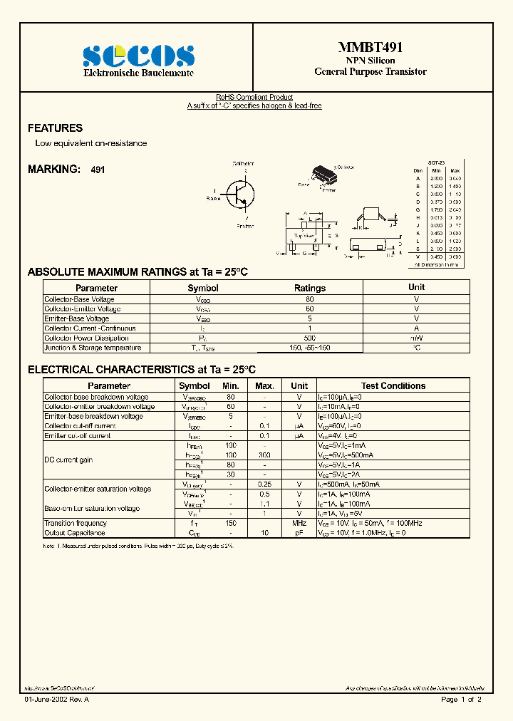 MMBT491_1539848.PDF Datasheet
