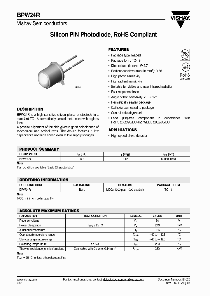 BPW24R_864180.PDF Datasheet