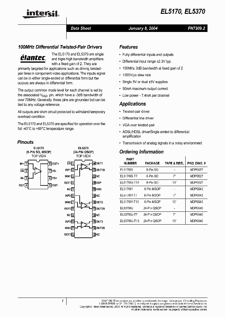 EL5170_1552280.PDF Datasheet