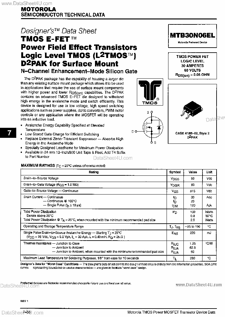 MTB30N06ELT4_1556367.PDF Datasheet