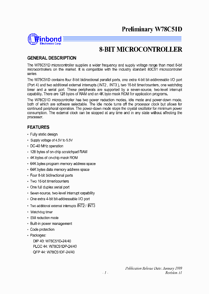 W78C51DP-40_877141.PDF Datasheet