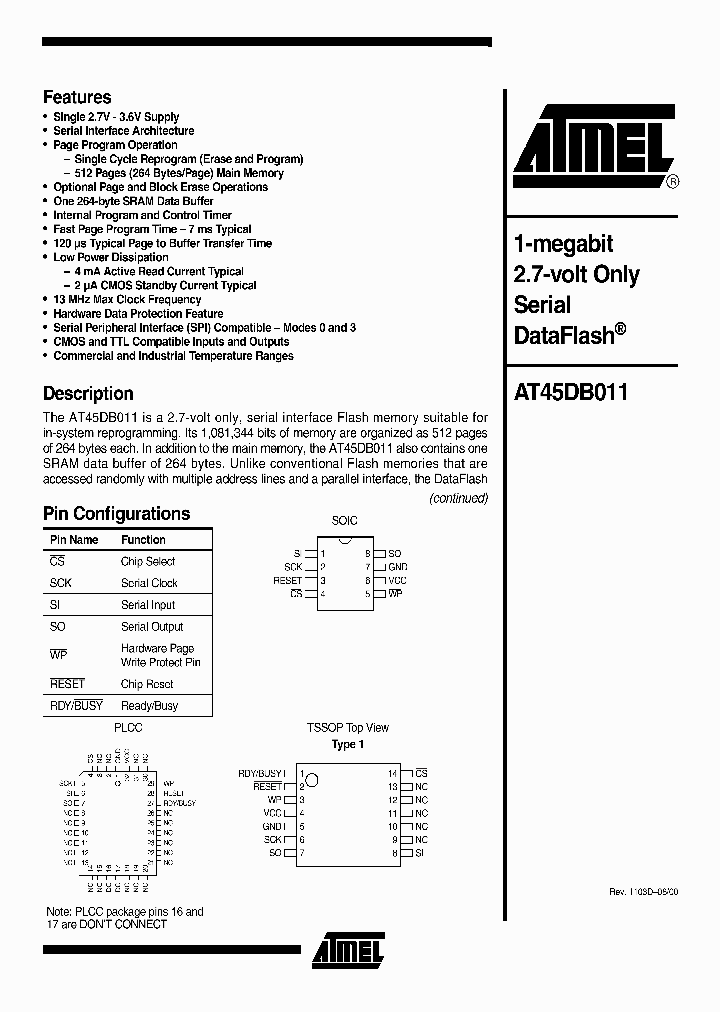 AT45DB011_880625.PDF Datasheet