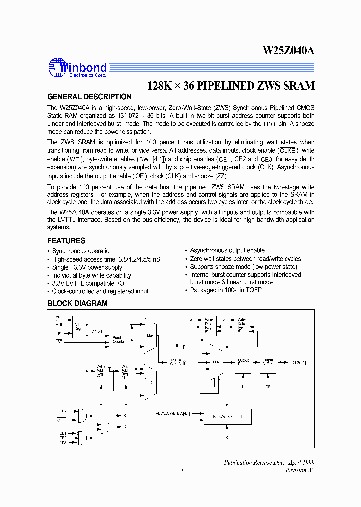 W25Z040A_880673.PDF Datasheet