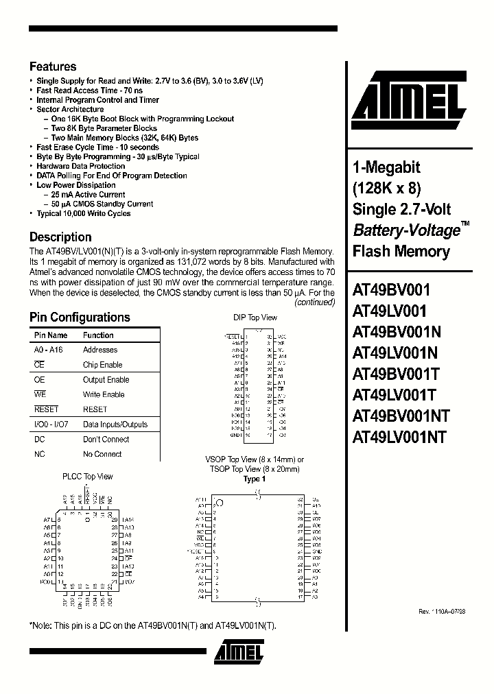 AT49BV001_880626.PDF Datasheet
