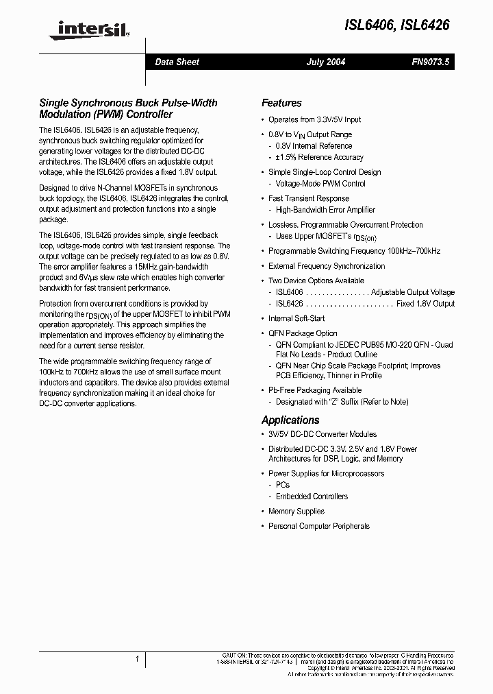 ISL6406_1581307.PDF Datasheet