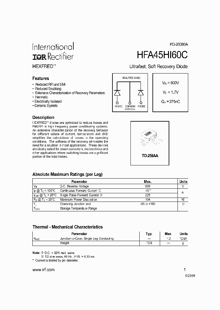 HFA45HI60C_1579164.PDF Datasheet