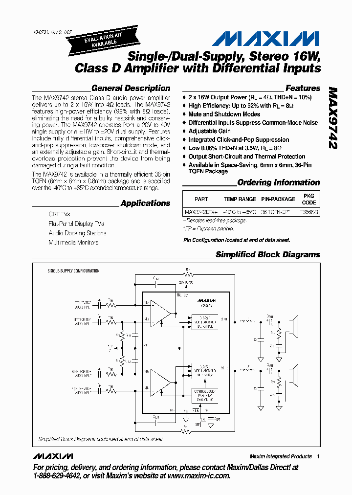 MAX9742ETX_883786.PDF Datasheet