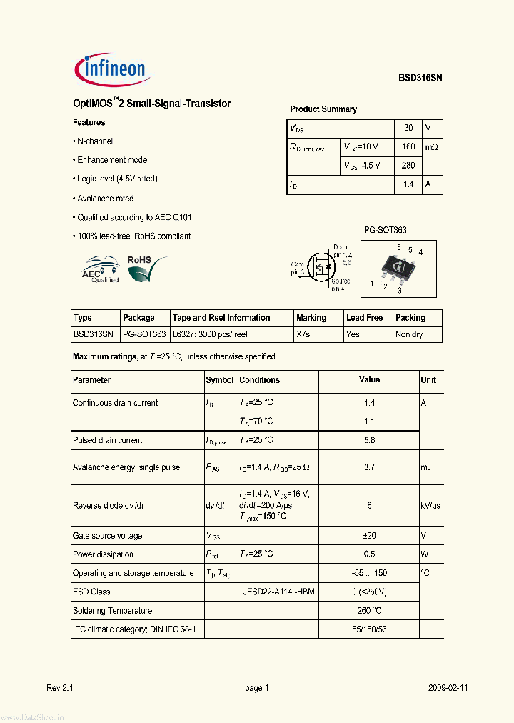 BSD316SN_1574465.PDF Datasheet