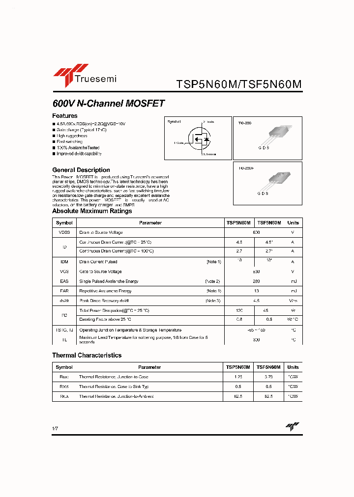 TSF5N60M_1562209.PDF Datasheet