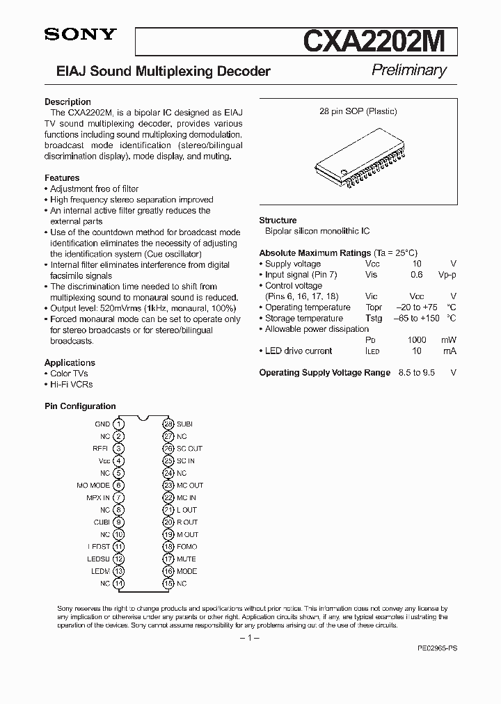 CXA2202M_906595.PDF Datasheet