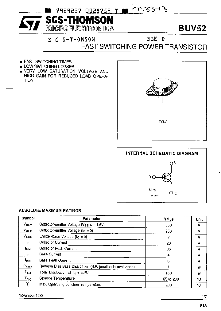 BUV52_888798.PDF Datasheet