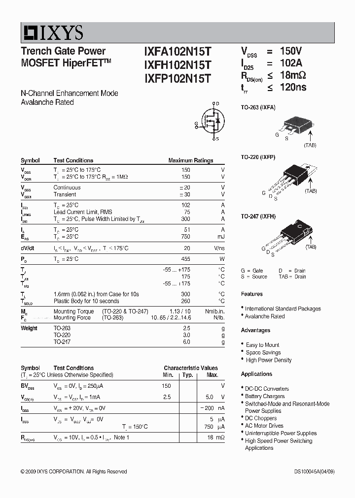 IXFA102N15T_1550834.PDF Datasheet