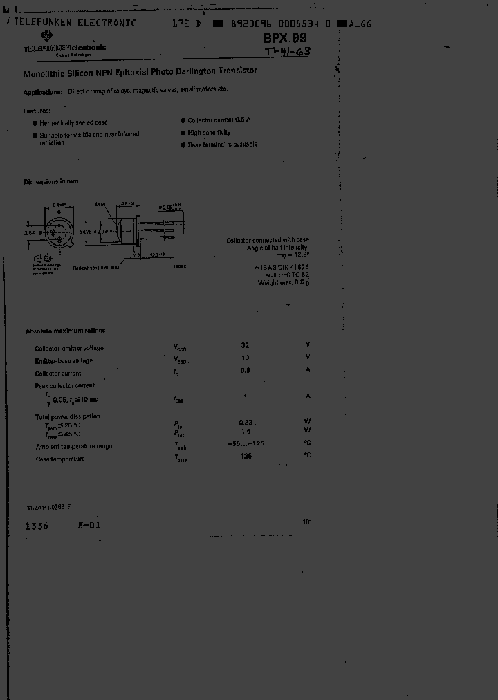 BPX99_889115.PDF Datasheet