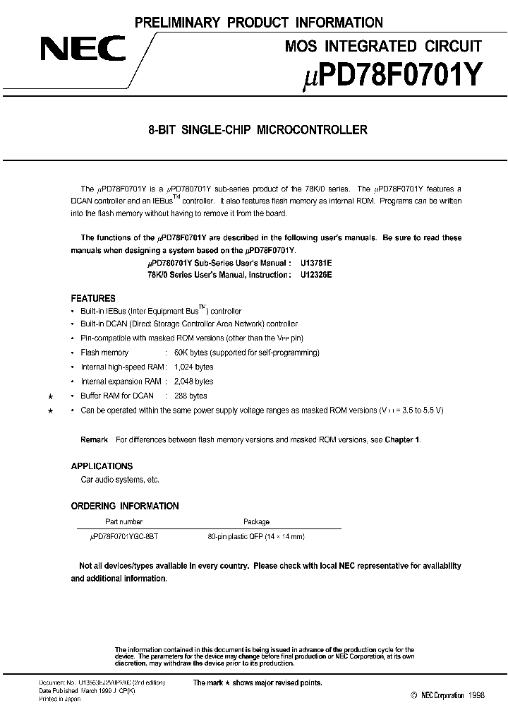UPD78F0701Y_912339.PDF Datasheet