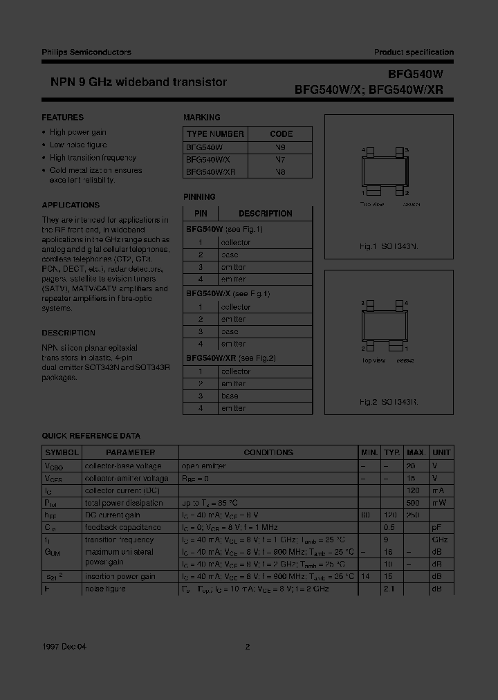 BFG540WXTR_886973.PDF Datasheet