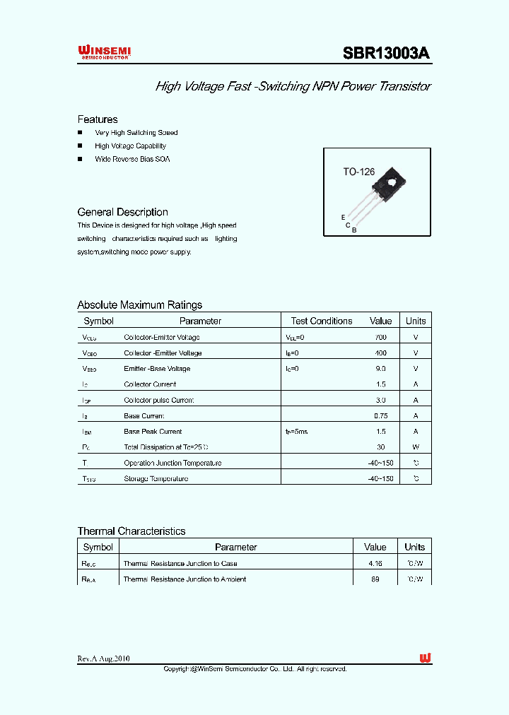 SBR13003A_1588365.PDF Datasheet