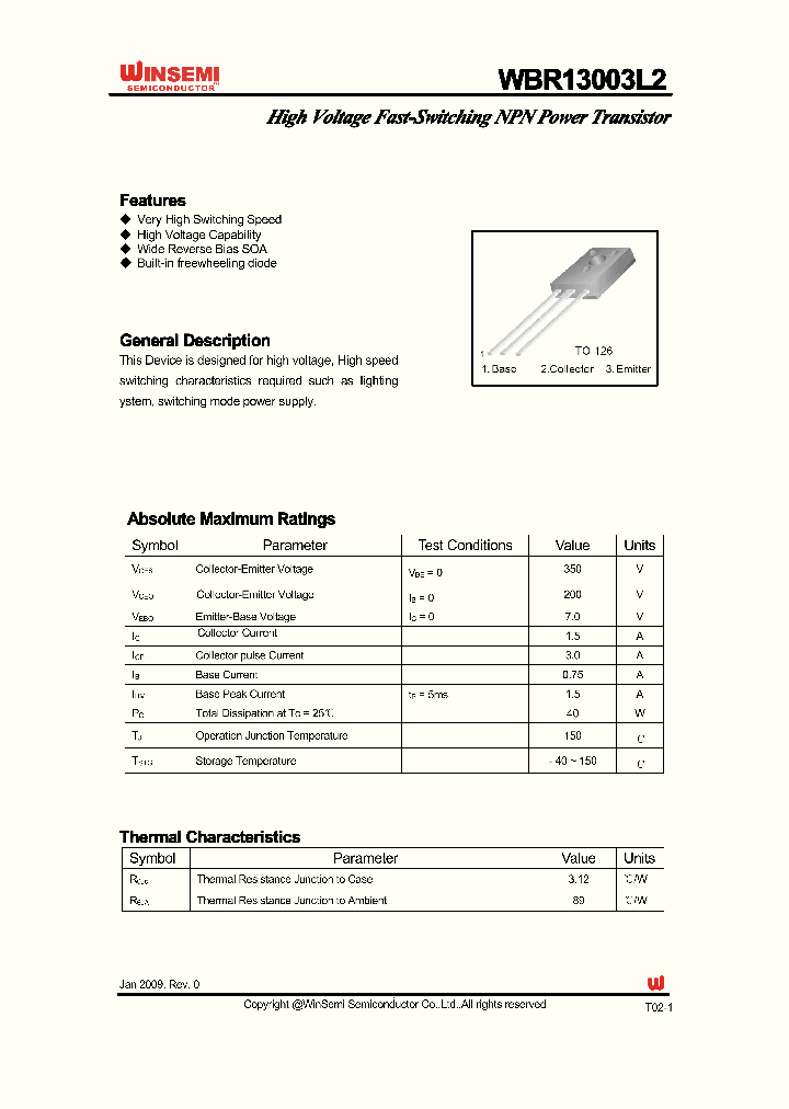 WBR13003L2_1588370.PDF Datasheet