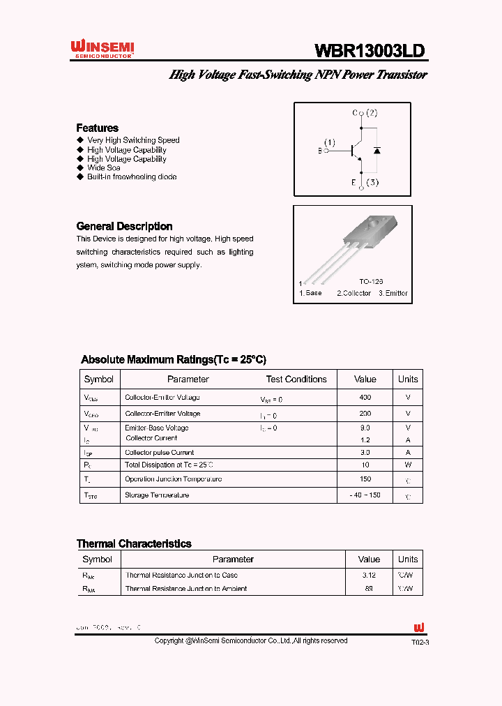 WBR13003LD_1588371.PDF Datasheet