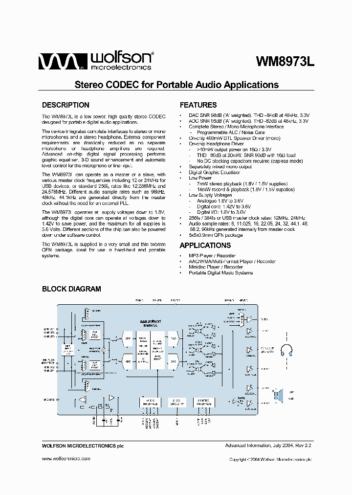 WM8973LGEFLV_912231.PDF Datasheet
