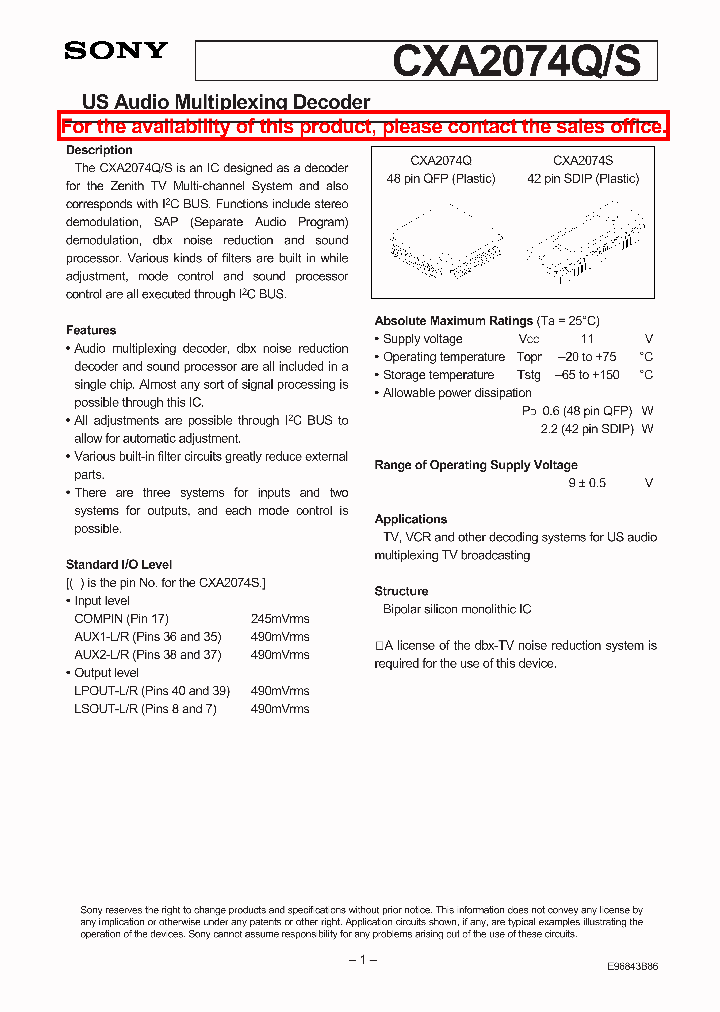 CXA2074QS_913641.PDF Datasheet