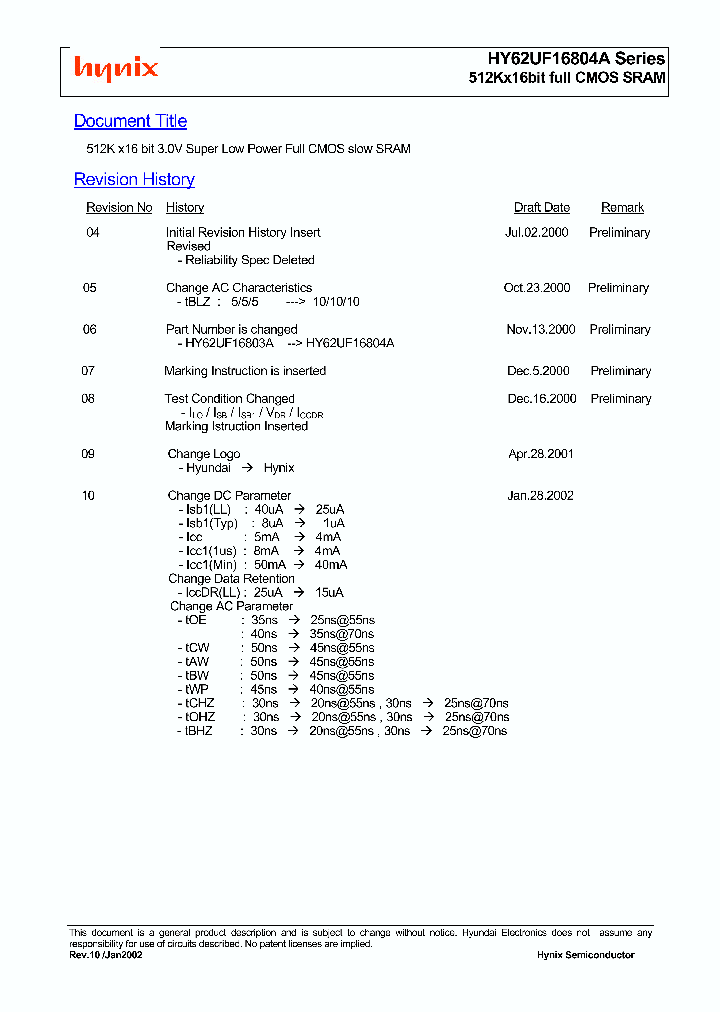 HY62UF16804A-SMC_1594339.PDF Datasheet