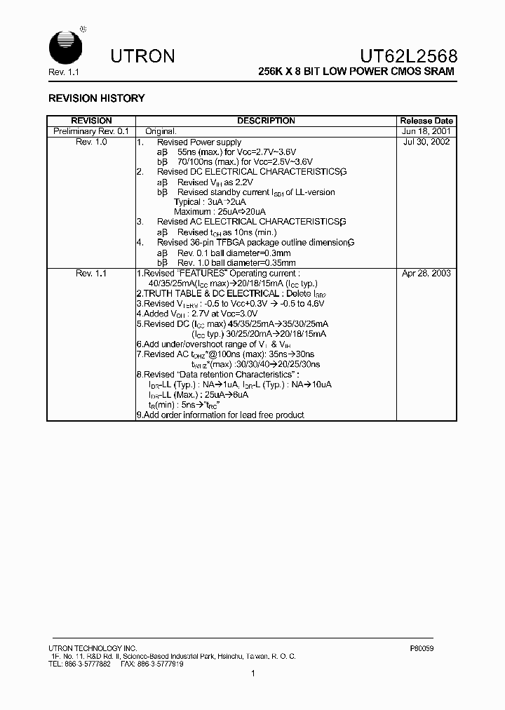 UT62L2568_914663.PDF Datasheet