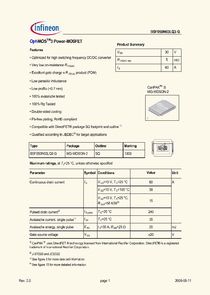 BSF050N03LQ3G_1595025.PDF Datasheet