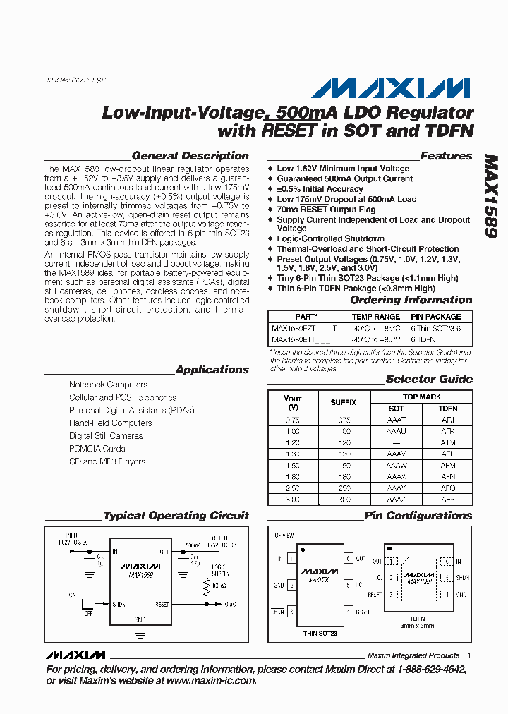 MAX1589ETT100_919499.PDF Datasheet
